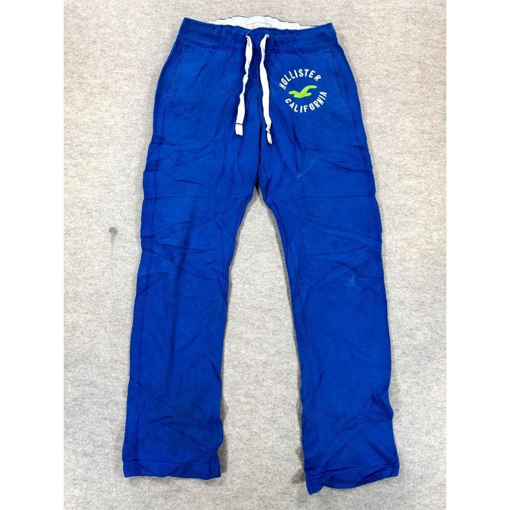 Hollister Y2K Fleece Sweatpants Mens Medium Royal Blue Straight Leg Drawstring